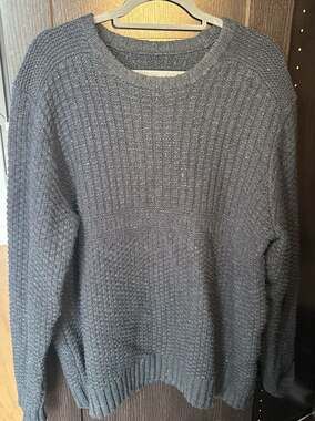 Bob Timberlake Men's Charcoal Grey Speckled Waffle Knit Crewneck Sweater XL